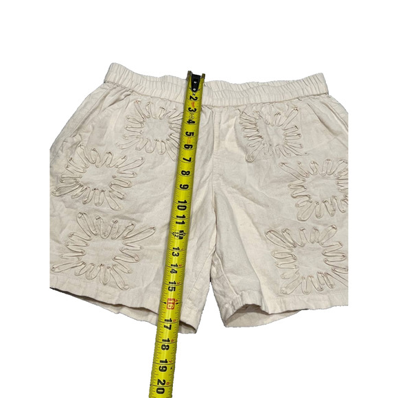 Topman laid on embroidered Y2K linen mix shorts in ecru Size 32 A003674 - Picture 4 of 10